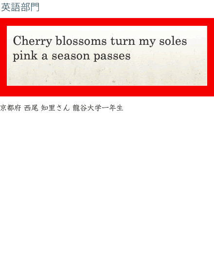 Cherry blossoms turn my soles pink a season passes