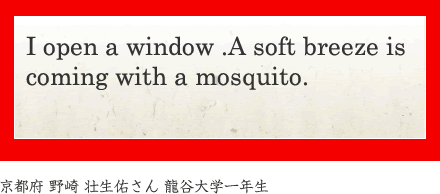 I open a window. A soft breese is coming with a mosquito