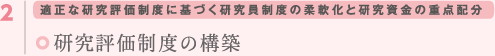 適正な研究評価制度に基づく研究員制度の柔軟化と研究資金の重点配分