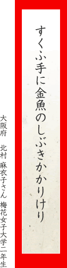 すくふ手に金魚のしぶきかかりけり