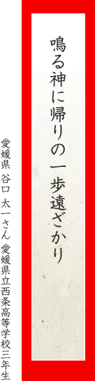 鳴る神に帰りの一歩遠ざかり