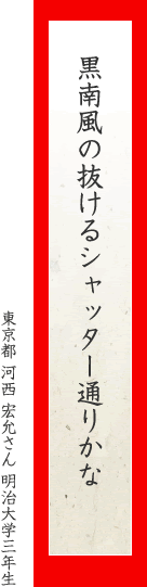 黒南風の抜けるシャッター通りかな