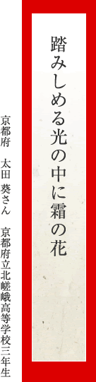 踏みしめる 光の中に 霜の花