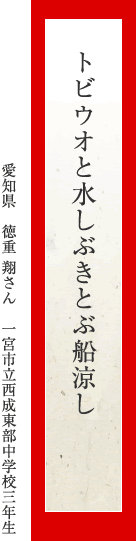 トビウオと水しぶきとぶ船涼し
