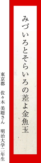 みづいろとそらいろの差よ金魚玉