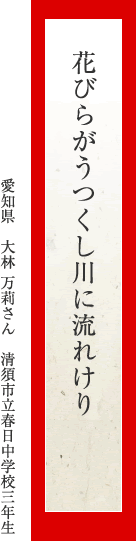 花びらがうつくし川に流れけり