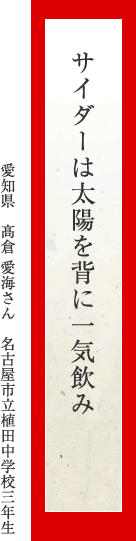 サイダーは太陽を背に一気飲み