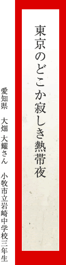 東京のどこか寂しき熱帯夜