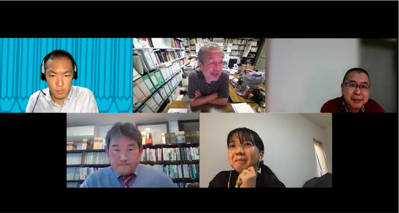 写真：上段左より風間氏・石塚教授・中島氏／下段左より黒原弁護士・中村准教授