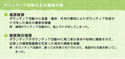 ボランティア保険の主な補償内容