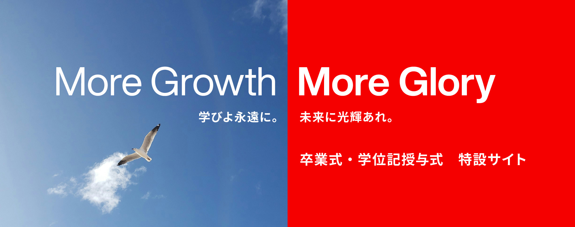 More Growth More Glory　学びよ永遠に。未来に光輝あれ。｜卒業式・学位記授与式　特設サイト